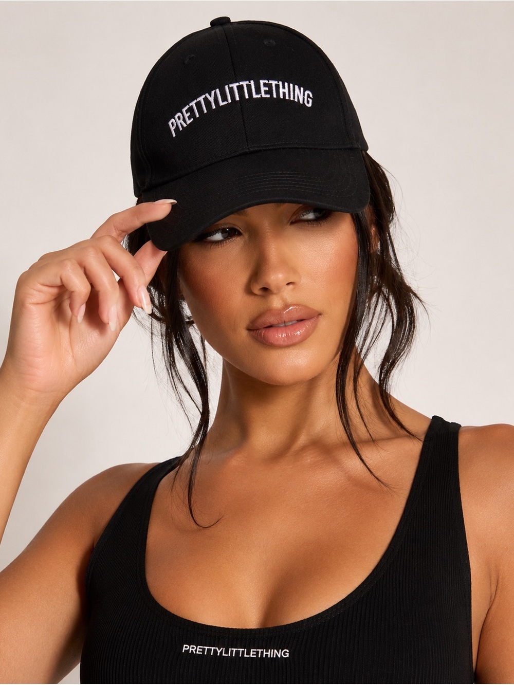 PrettyLittleThing Black Embroidered Logo Cap